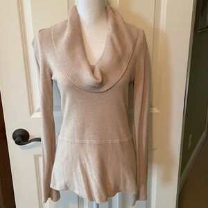 White House Black Market Women's Beige Turtleneck Sweater